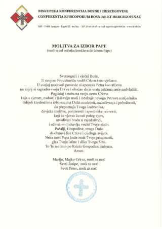 Molitva za izbor novog pape