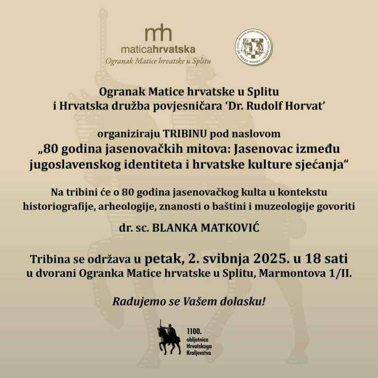 TRIBINA “80 GODINA JASENOVAČKIH MITOVA”: Jasenovac između jugoslavenskog identiteta i hrvatske kulture sjećanja“